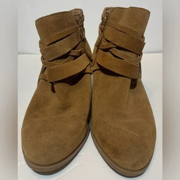 Franco Sarto size 8 brown Suede booties with Buckeyes and tassels zipper side - Picture 6 of 9